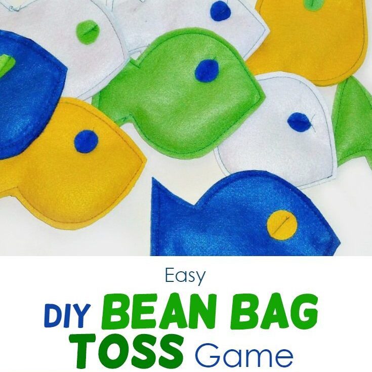 felt fish sewn for a diy bean bag toss game