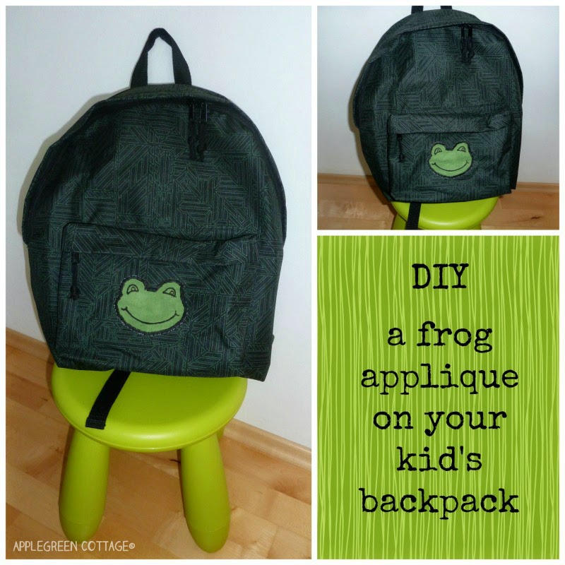 frog applique on a finished backpack