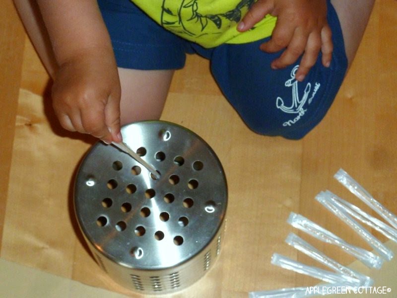 developing fine motor skills - toothpicks in action