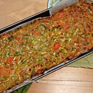 baked zucchini pie right from the oven, using a special family recipe