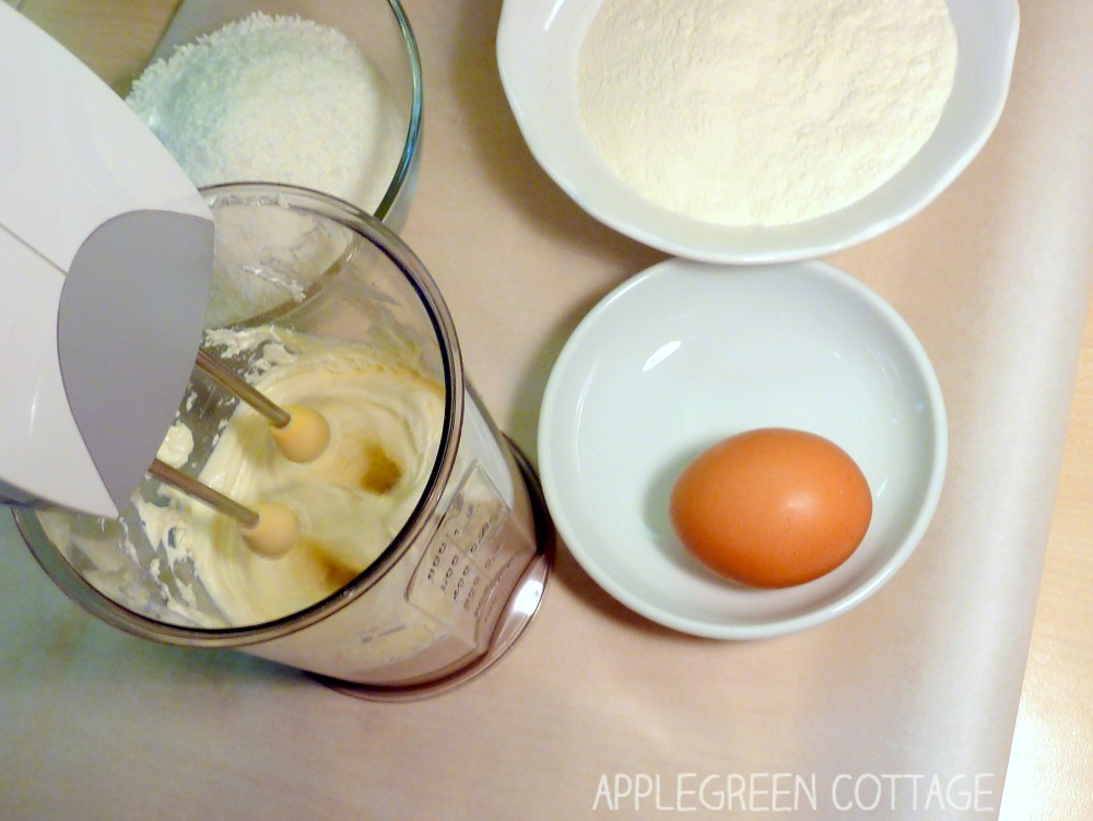 mixing dough for coconut cookies