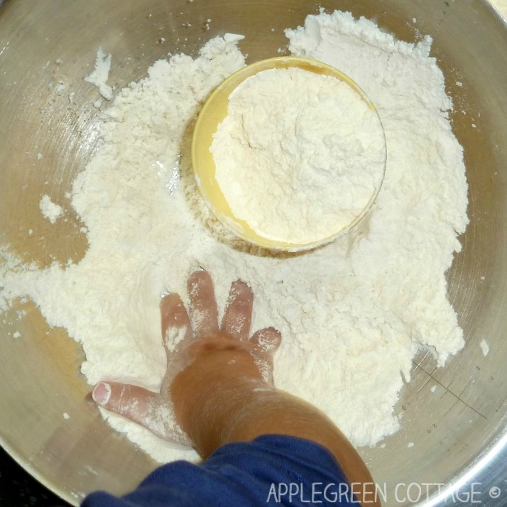 sensory play with flour