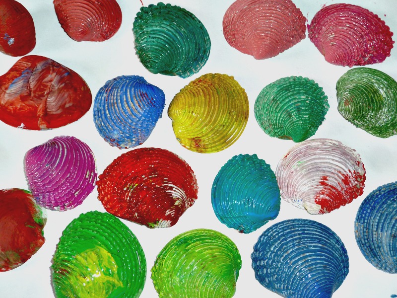 Seashell painting crafts for kids