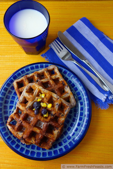 corn and blueberry waffles