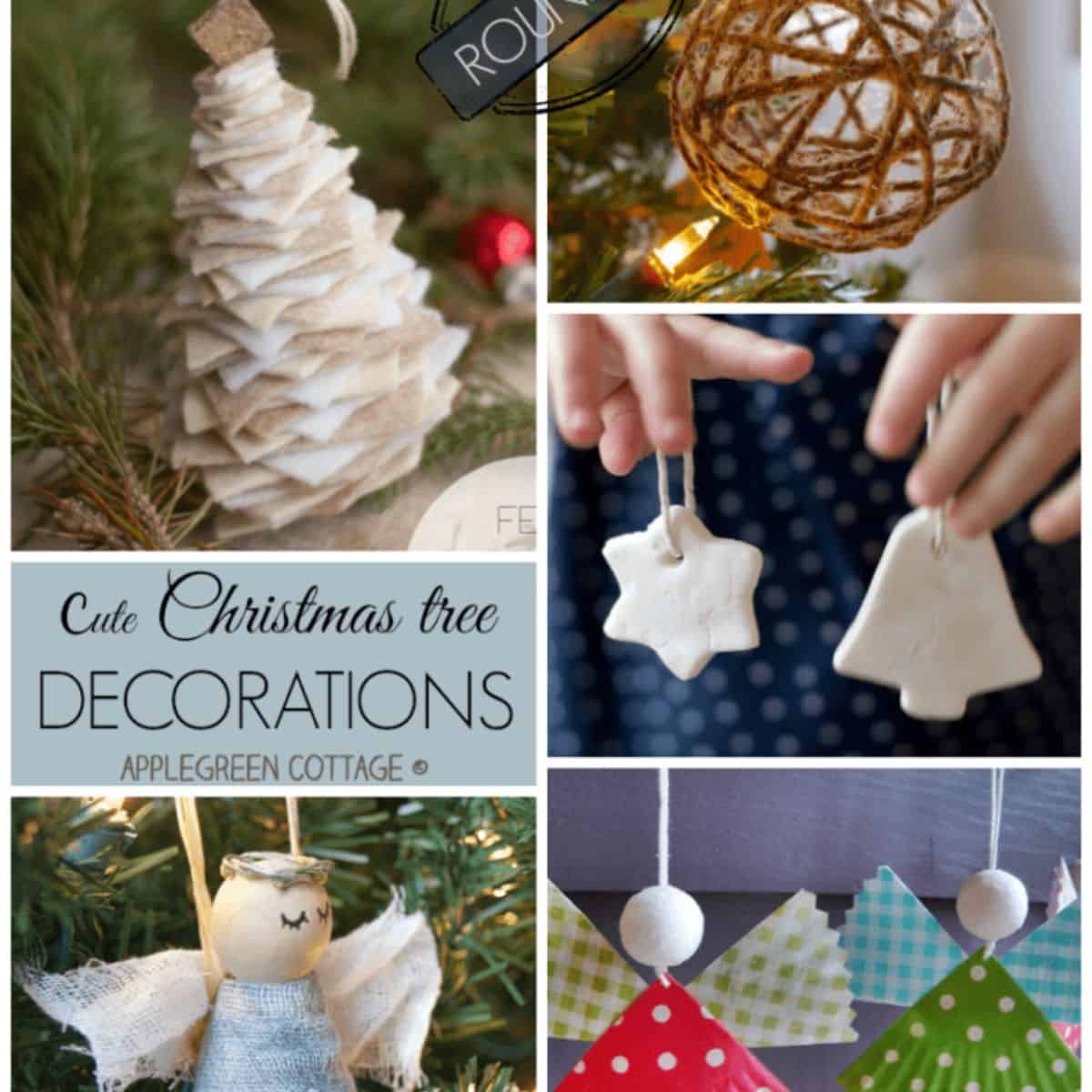 collage image of handmade christmas ornaments