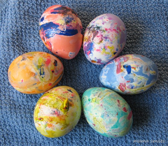 Crayon shavings Easter egg decoration