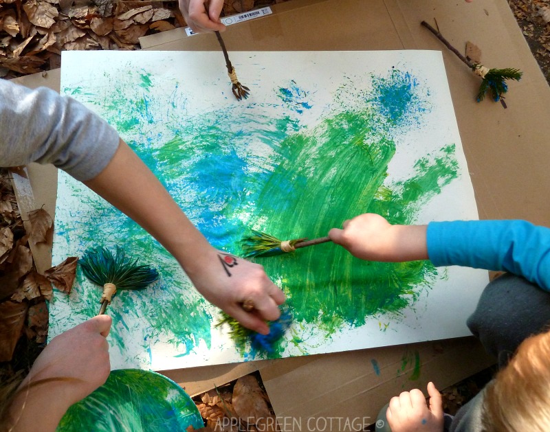 painting with a diy natural paint brush