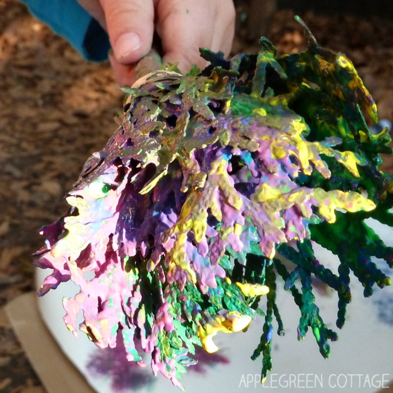 painting with a diy natural paint brush