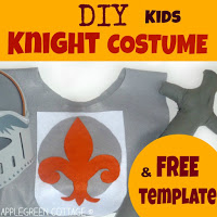 DIY kids knight costume for Halloween  - with a free template for coat of arms