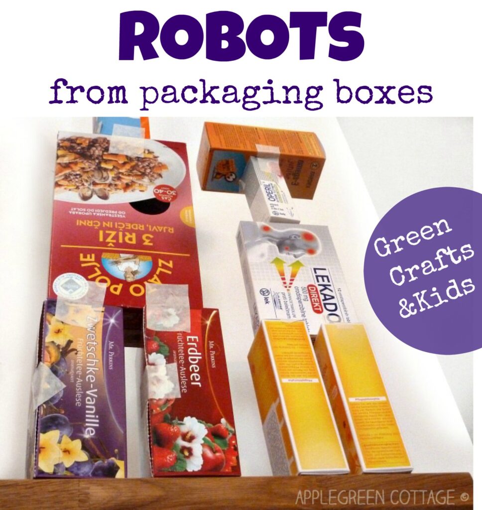 fun robot crafts for kids - repurposing packaging boxes