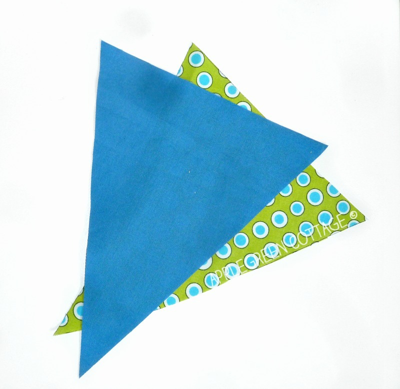 2 pieces of fabric cut from the printable bunting template