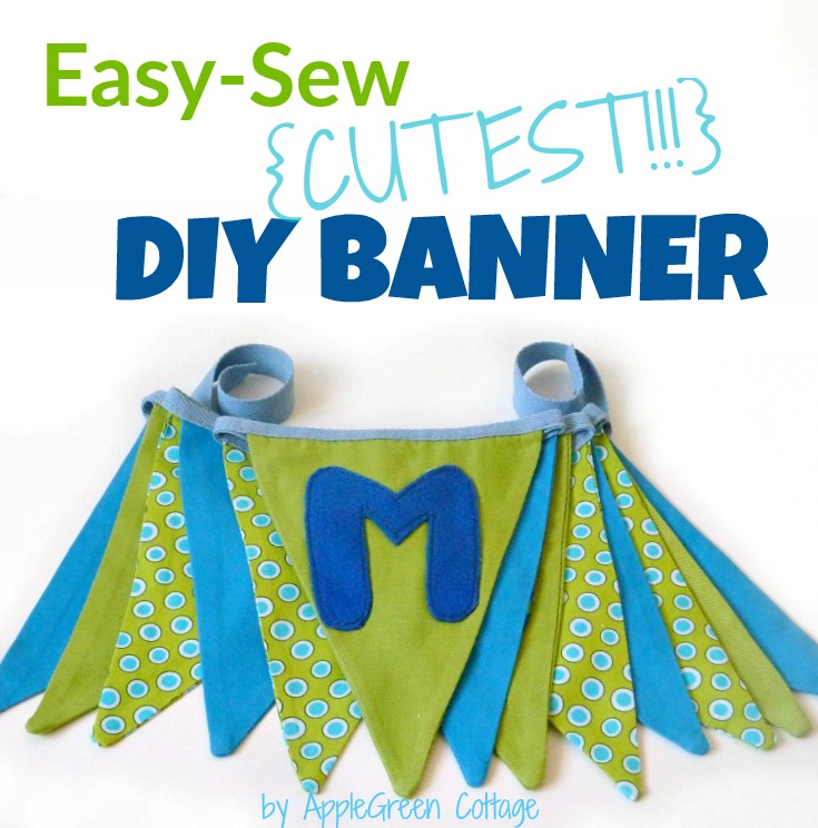 how to sew an easy fabric bunting banner. It's double-sided and so cute!