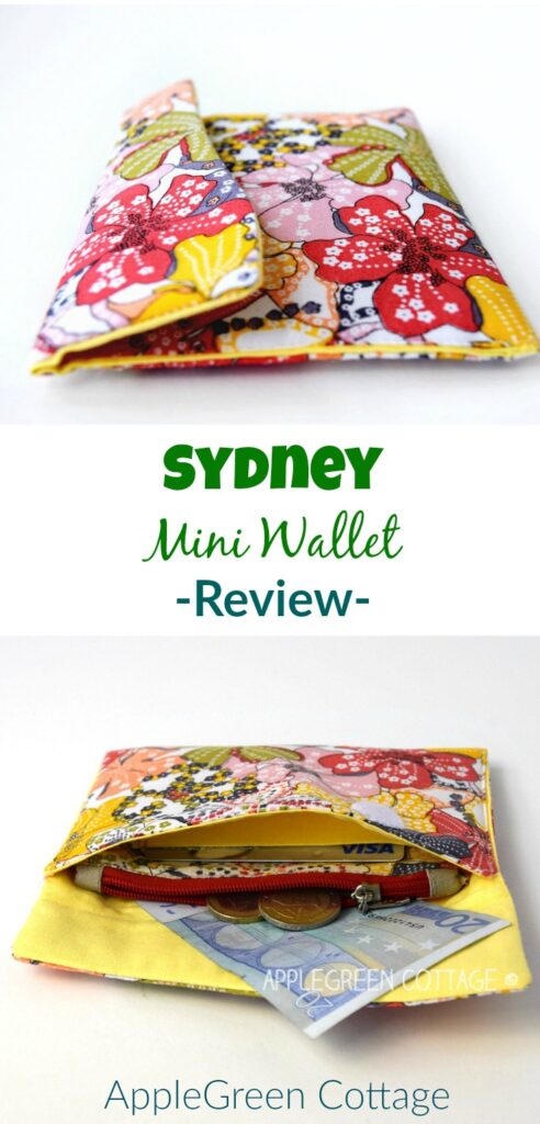 Free tutorial and pattern review - Sydney Mini Wallet by That's Sew Venice. Adorable. Cute. Fresh, unique. It has a zippered coin pouch, one card holder pocket, and two note compartments. No bulk. No excessive things to place in. One place for bills, the other one for today's coupons or your shopping list. Exactly what you need.