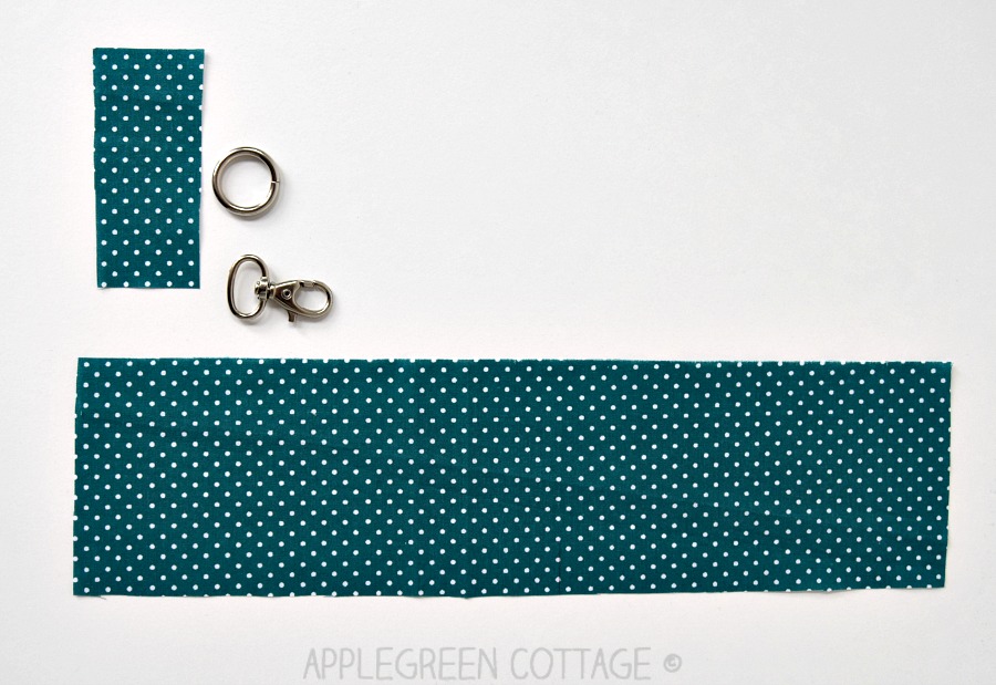 cut pieces of fabric to make wristlet strap