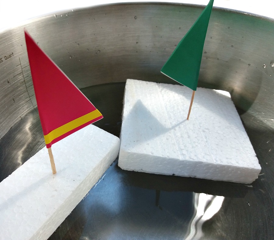 How to make easy DIY sailboats out of styrofoam packaging. A great water play idea for the summer your kids will love! 