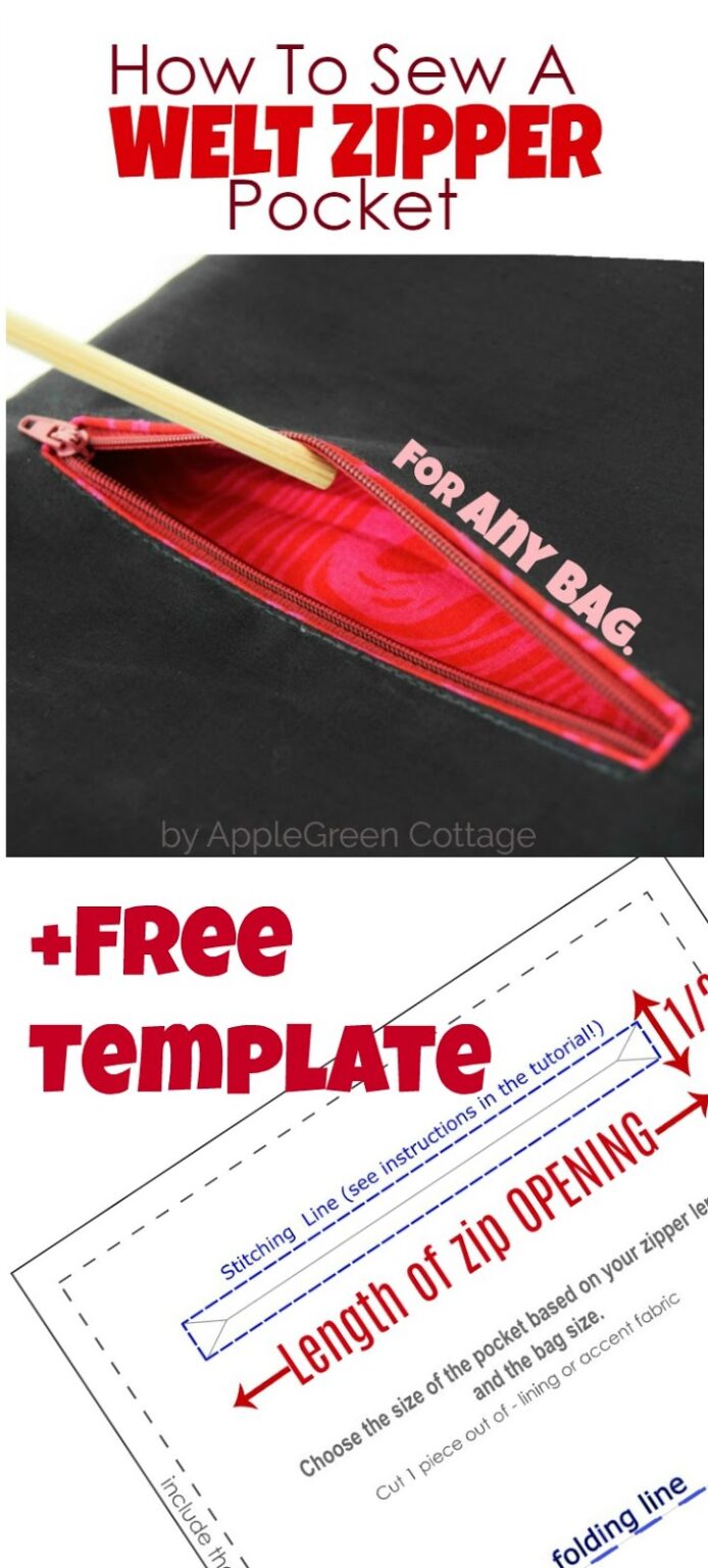 Welt Zipper Pocket Tutorial For Any Bag AppleGreen Cottage