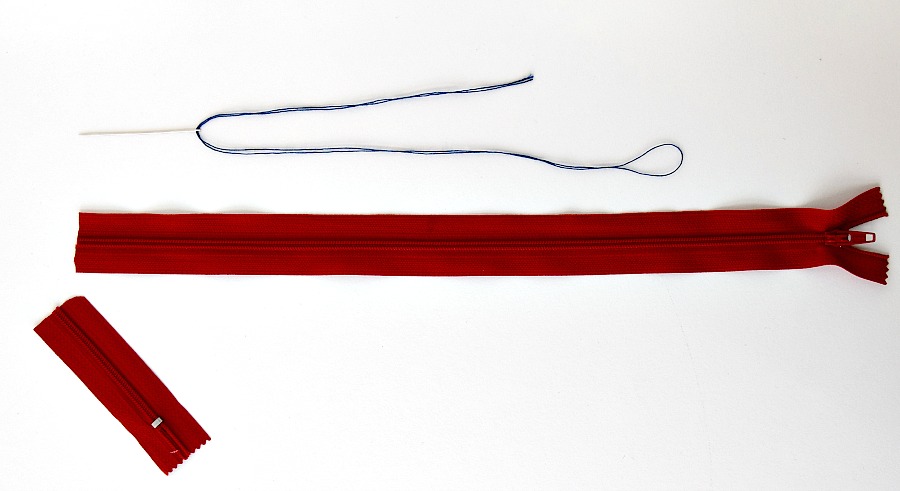 a red zipper cut on one end