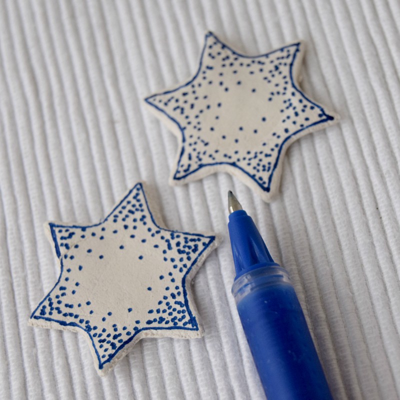 blue ballpoint pen drawing christmas card decorations