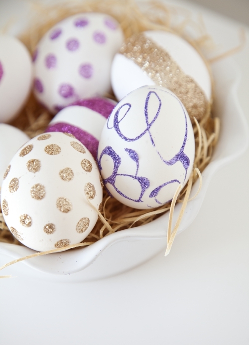 white farm eggs glitter decorated diy