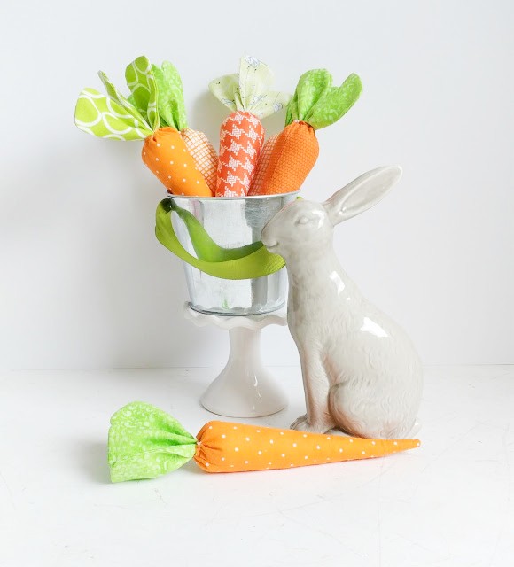 fabric carrots in orange and green