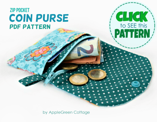 Coin purse sewing pattern with zipper by AppleGreen Cottage