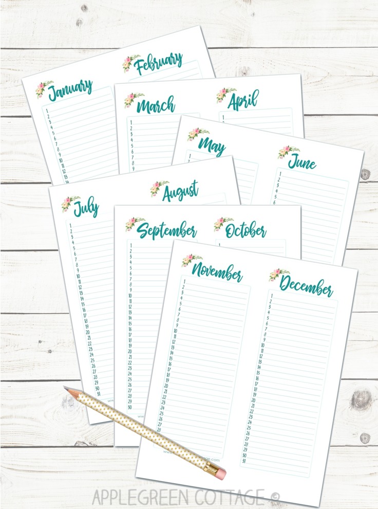 free printable monthly calendar for all the birthdays applegreen