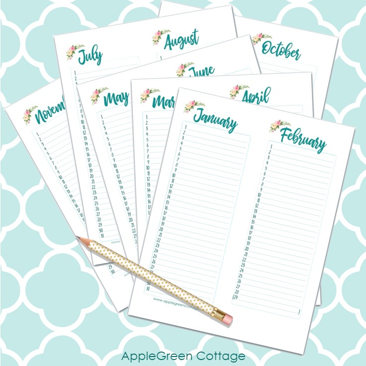 free printable monthly calendar