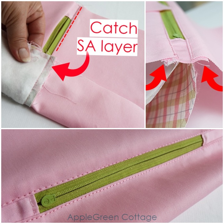 Learn how to sew a lined zipper pouch with centered zipper, using French seams. A perfect zipper pouch  to store your sewing notions 