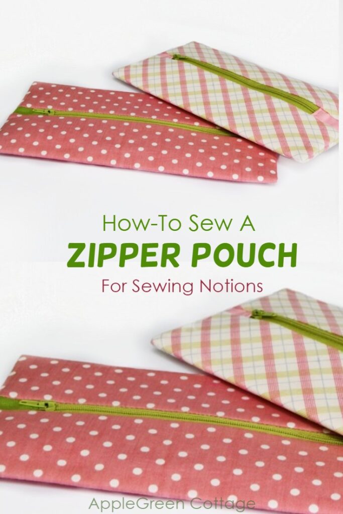 lined zipper pouch with centered zipper