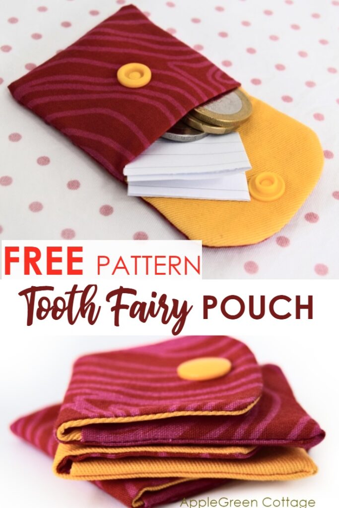  Tooth fairy pouch idea to copy, with a free sewing pattern and tutorial to make a tiny sewn pocket for kids.