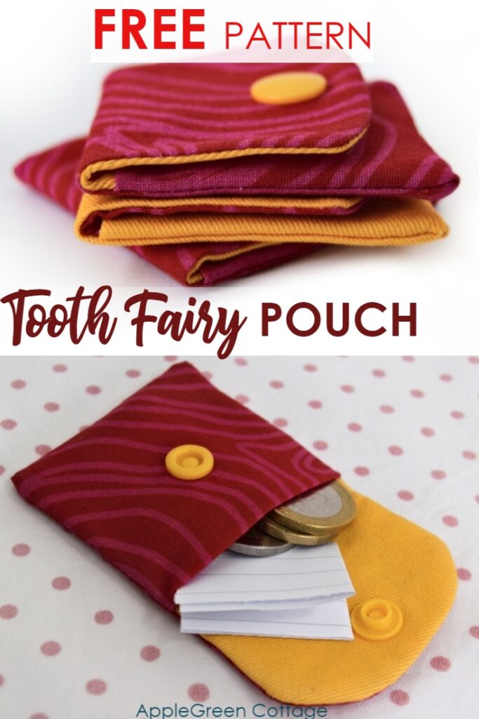  Tooth fairy pouch idea to copy, with a free sewing pattern and tutorial to make a tiny sewn pocket for kids.