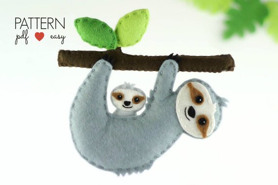 Sloth sewing patterns and sloth diy ideas