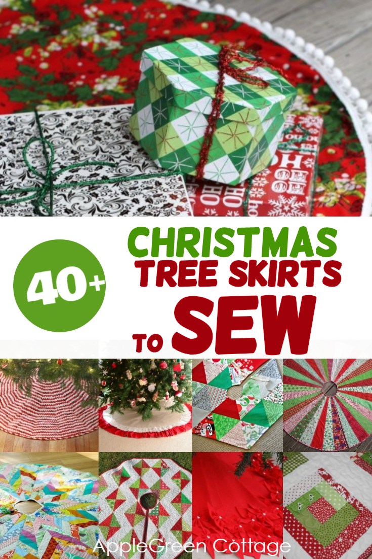 a collage of christmas tree skirts you can sew