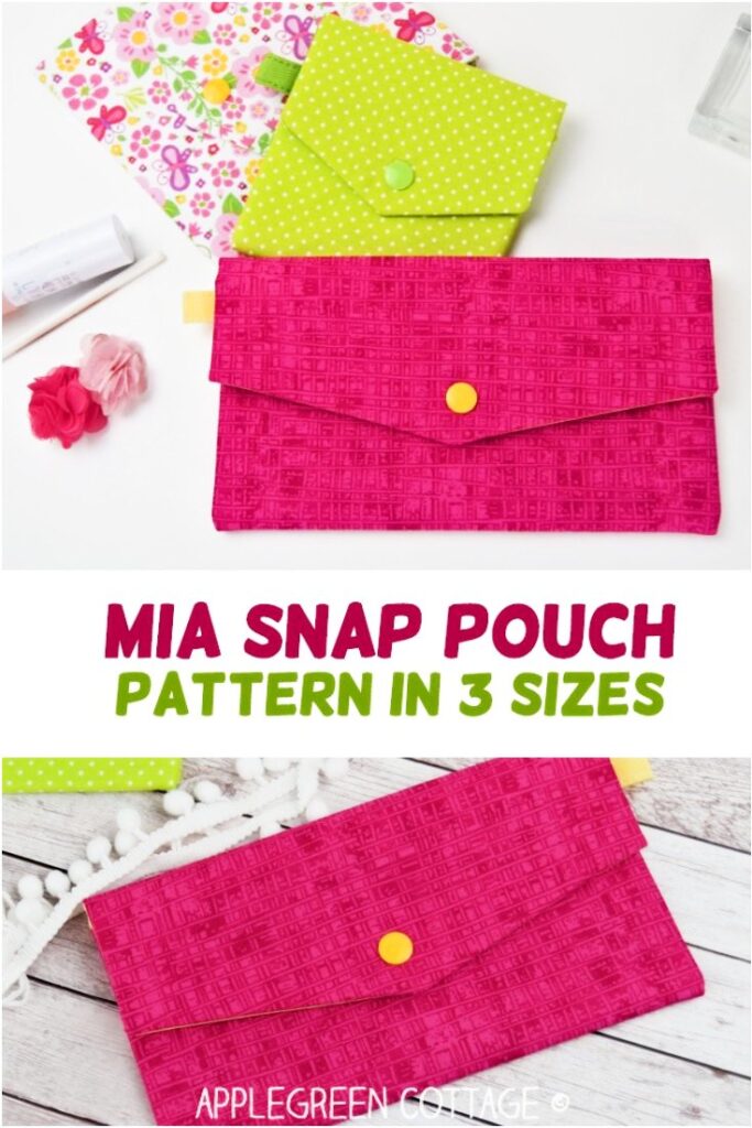 Sewing pattern for a snap pouch with a flap