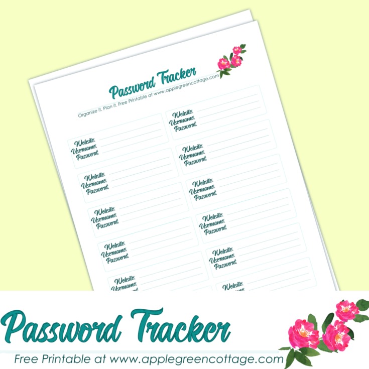 printable password tracker