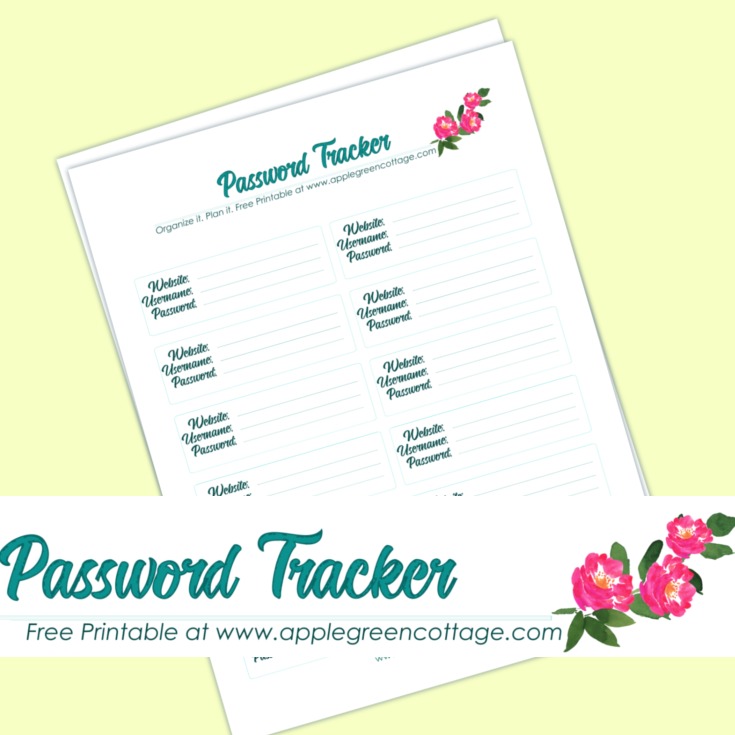 printable password tracker