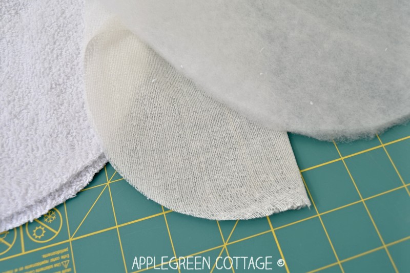 photo shows types of interfacing that are good for sewing a baby bib