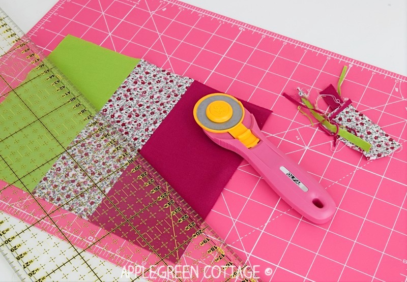 fabric pieces to sew a fabric pencil holder