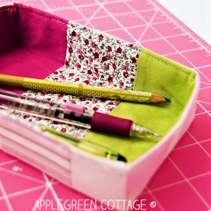 finished fabric tray for pencils