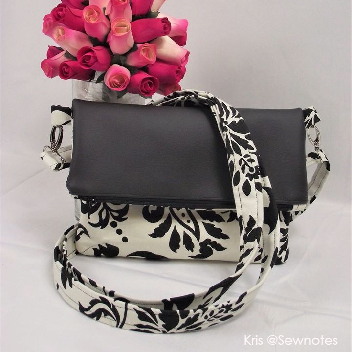 diy crossbody foldover purse in black and white