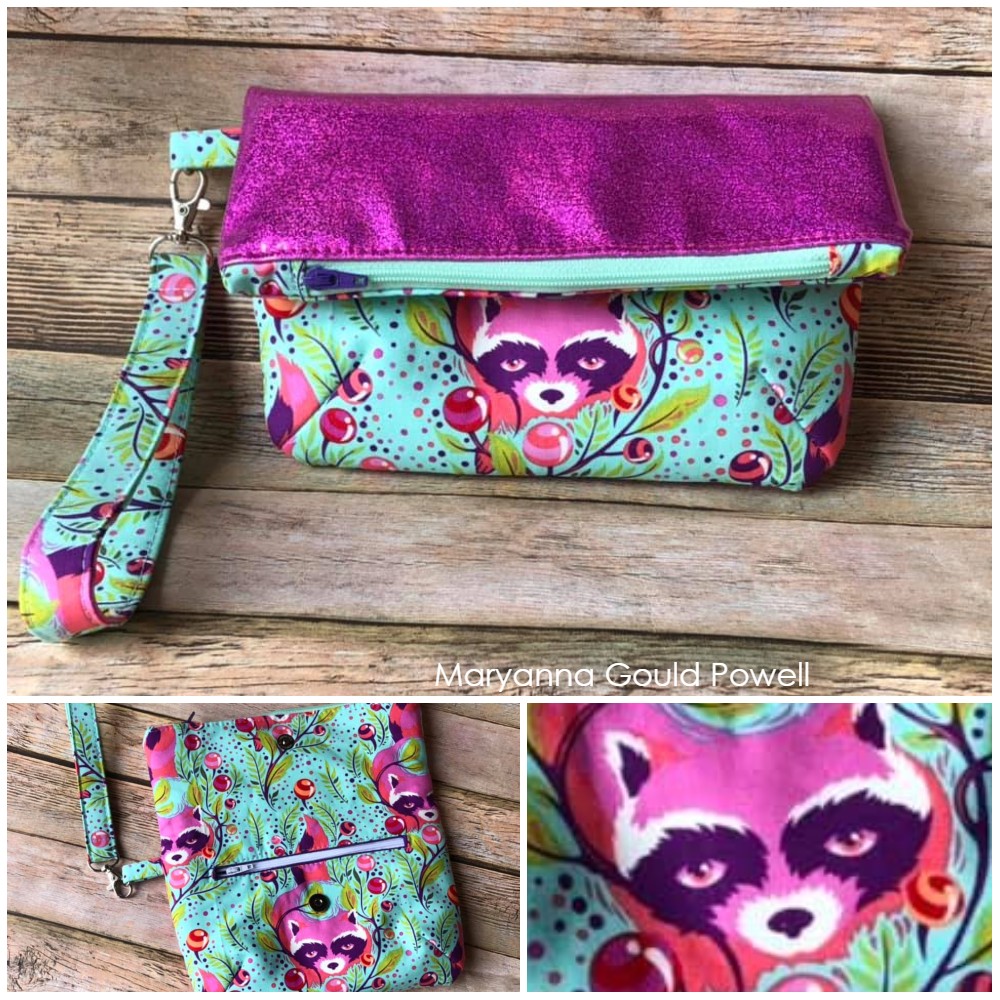 pink crossbody foldover purse