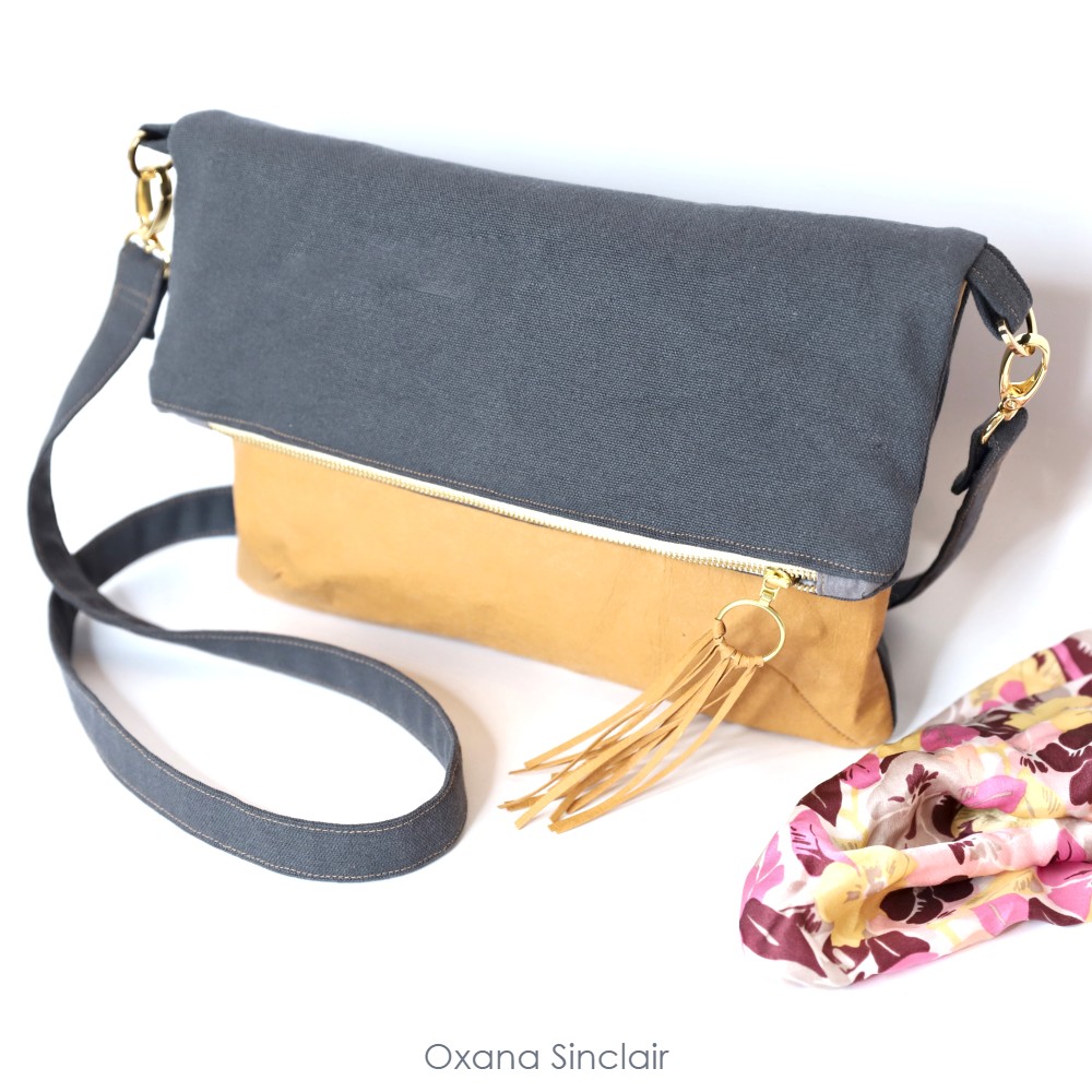 diy crossbody foldover purse with grey craft-tex