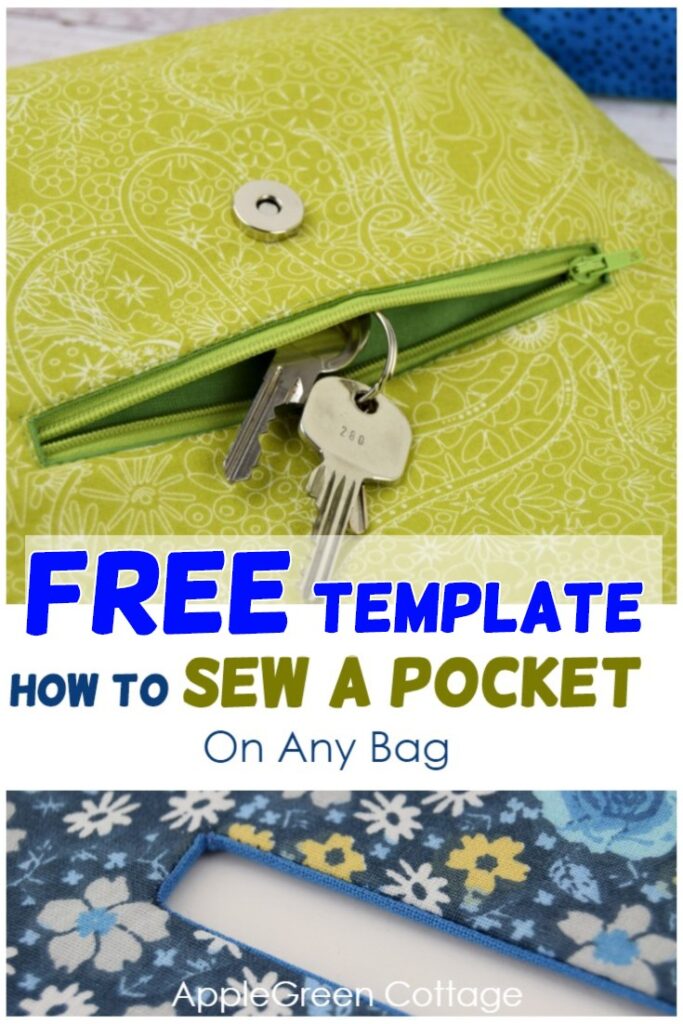 how to sew a pocket on bag with free template