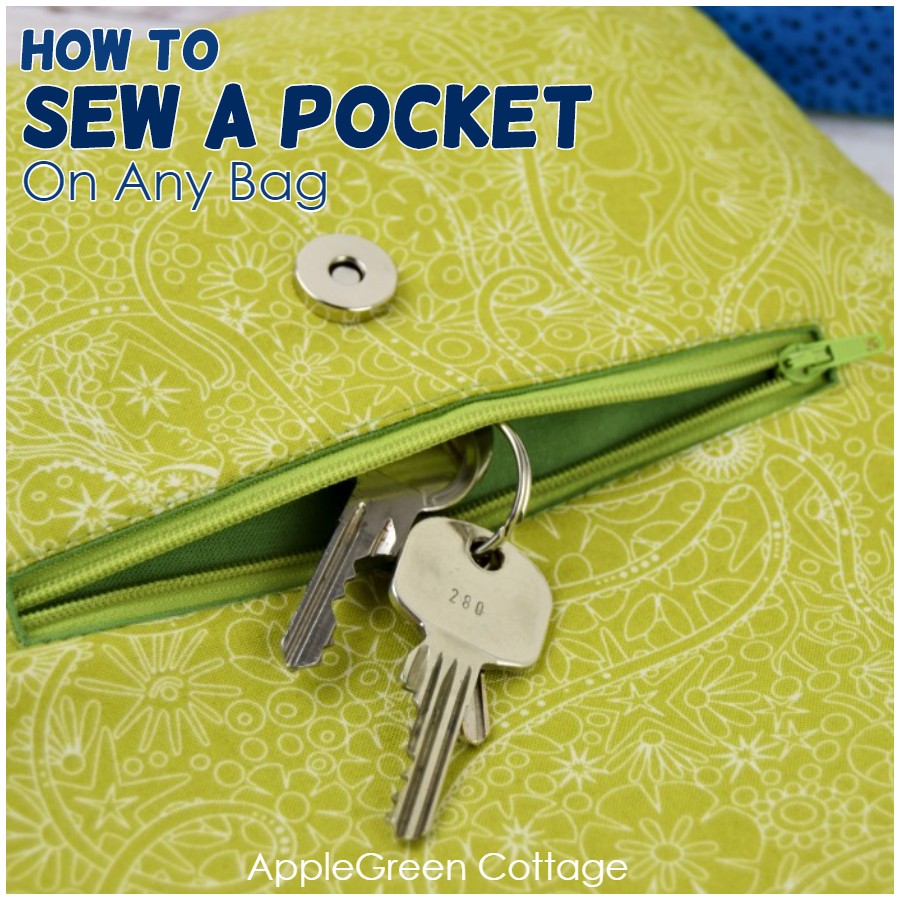 How To Sew A Pocket On Any Bag - AppleGreen Cottage