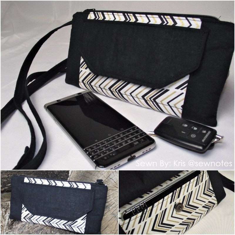 black and white diy wallet sewn with glitter fabric