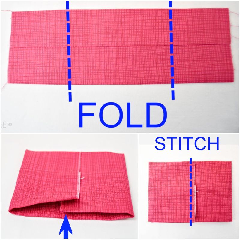 folded pink fabric to sew a hair bow