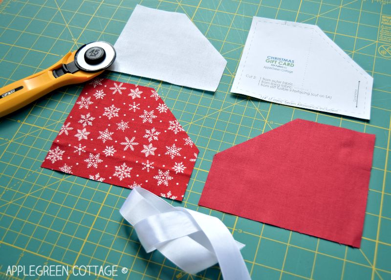 fabric cut for sewing a gift card holder