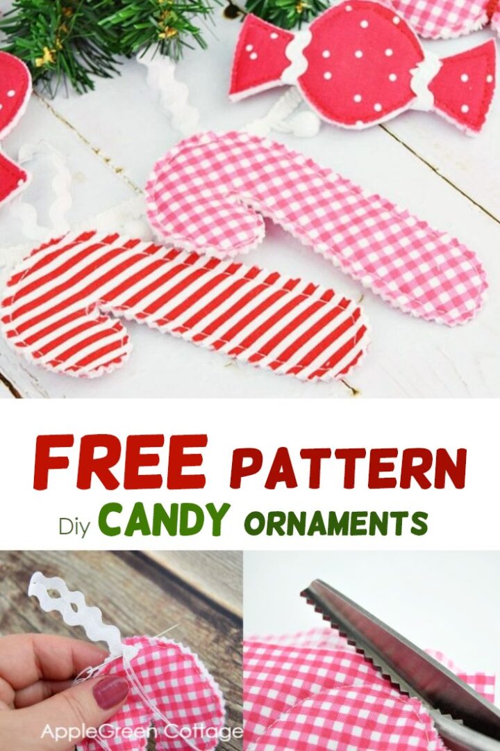 fabric candys cane ornament for a christmas tree