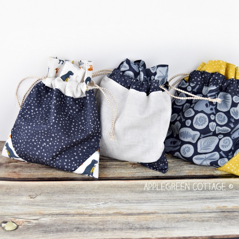 three diy drawstring bags