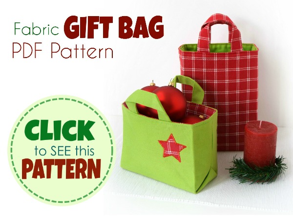 fabric gift bag Reusable Block pattern